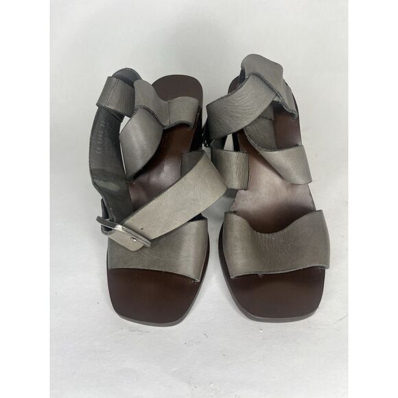 Boemos Sandals Women Size 37 US 7 Gray Leather Sling Back - Picture 2 of 13